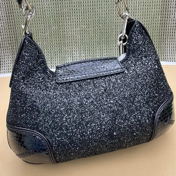 Michael Kors Collection Bancroft Medium Glitter and Snakeskin Shoulder Bag - Picture 7 of 15